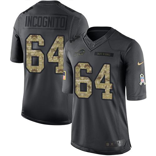 Nike Bills #64 Richie Incognito Black Men's Stitched NFL Limited 2016 Salute To Service Jersey